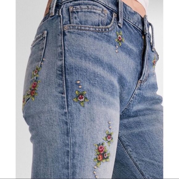 LUCKY BRAND Ava Crop Skinny Embroidered Floral Denim Jeans - Picture 3 of 8